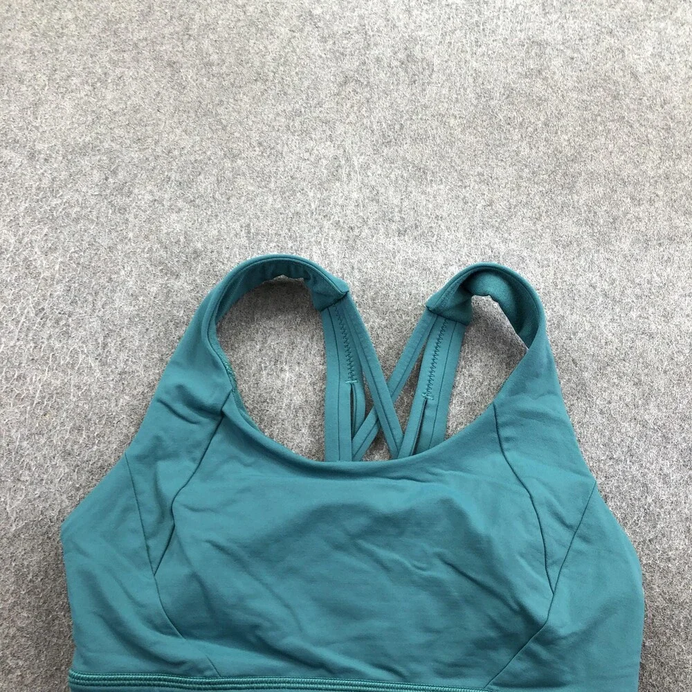 Lululemon Sports Bra Womens 4 Green Free To Be Wild Strappy Crossback Yoga Gym - Picture 4 of 10